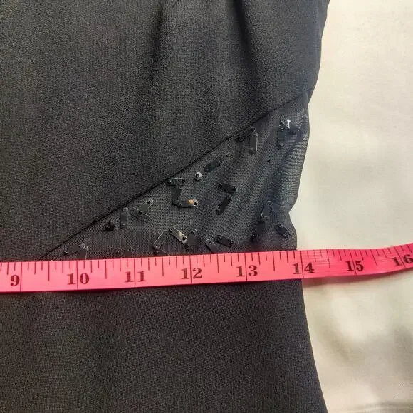 Vtg Jackie Rogers Silk Beaded Whimsigoth Black Sequin Fairy Grunge Prom Dress 6 - Picture 11 of 13